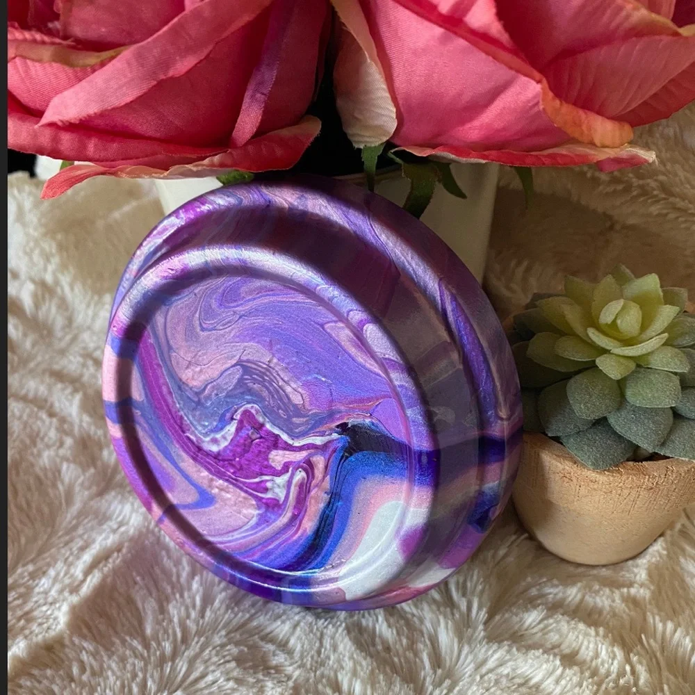 Fluid Art ring dish trinket tray unique gift purple